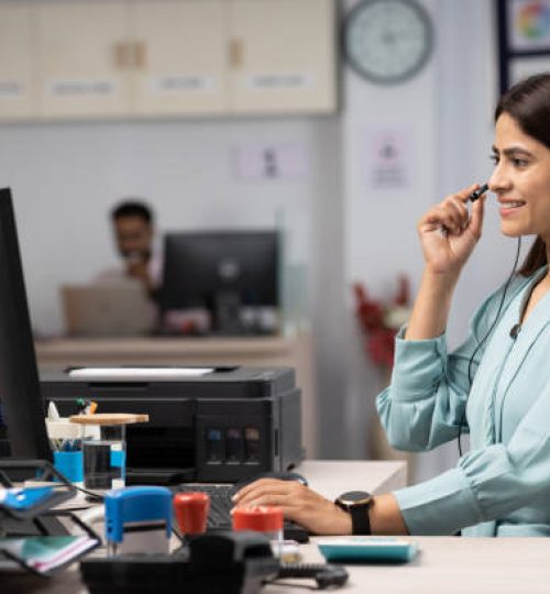 young businesswoman working in office